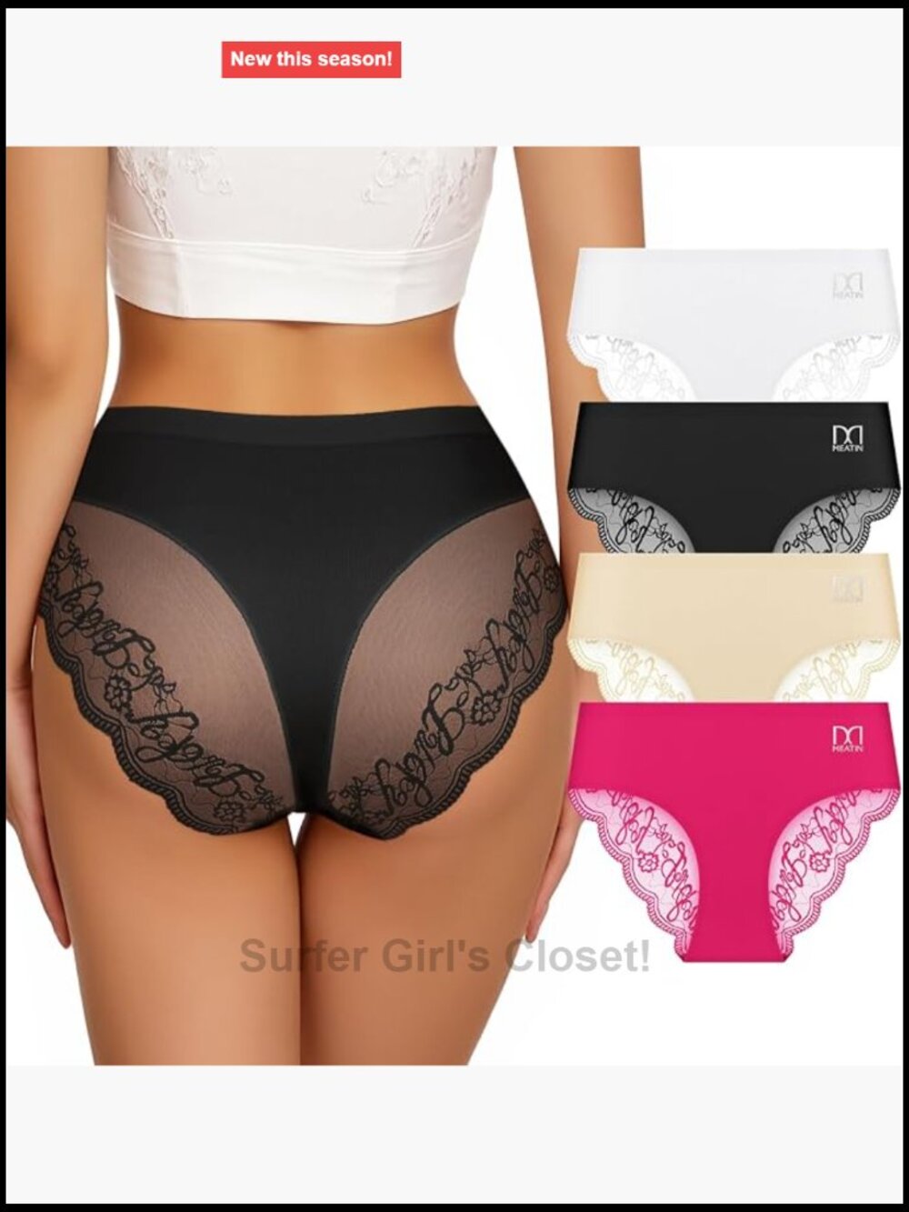 Women's Lace Cheeky Bikini Panties Seamless No Show 4 Pack